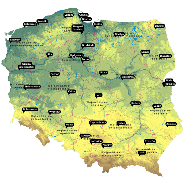 Mapa stacji ładowania Polska - lokalizacje - Greenkick Mapa stacji ładowania Polska - lokalizacje - Greenkick