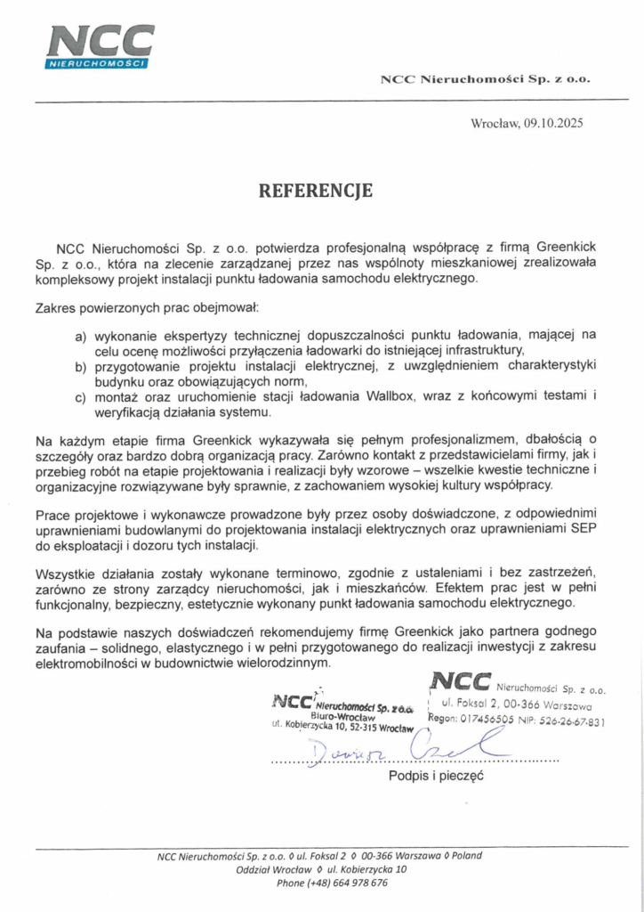 NCC Nieruchomości - referencje - Greenkick