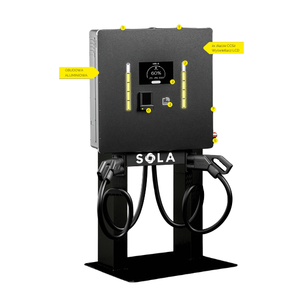 Wallbox SOLA WALL-E BOX DC 30-60 kW na słupku - Greenkick