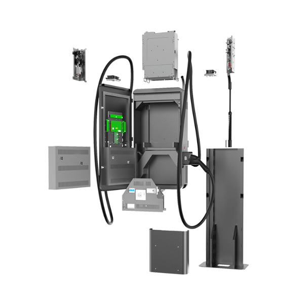 Wallbox Evbee DC 40-80 kW na słupku (wnętrze) z organizerami - Greenkick Wallbox Evbee DC 40 kW na słupku - obrazek 3
