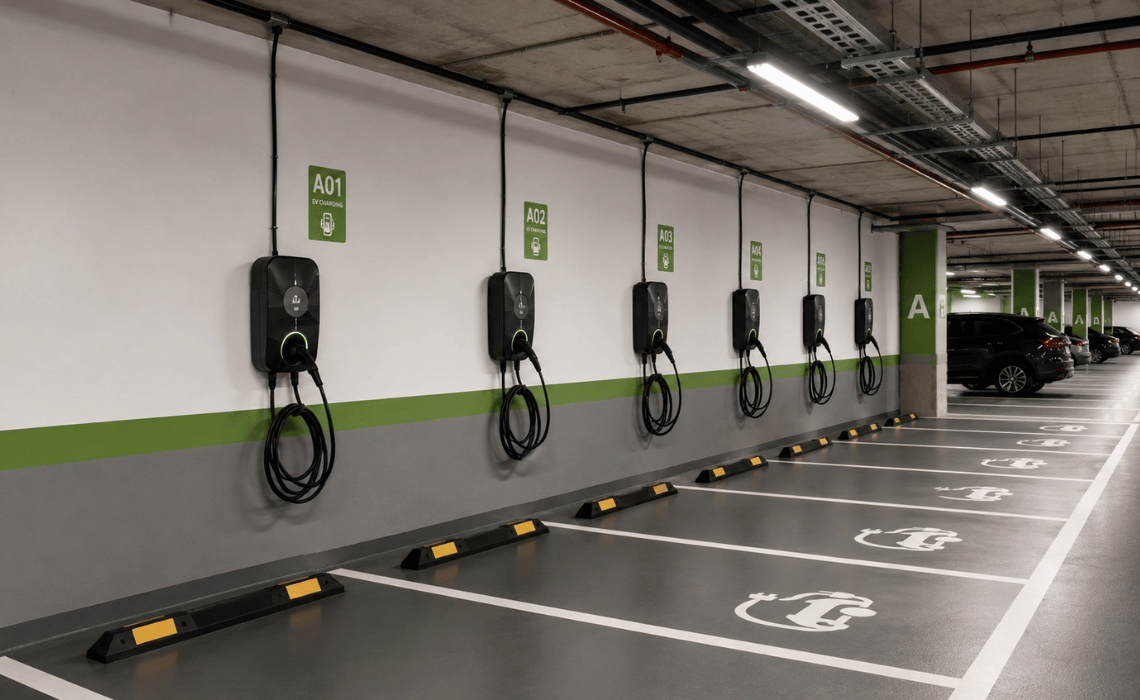 Projektowanie instalacji elektrycznej dla 40, 100 i 200 punktów ładowania samochodów elektrycznych - BLOG - Greenkick