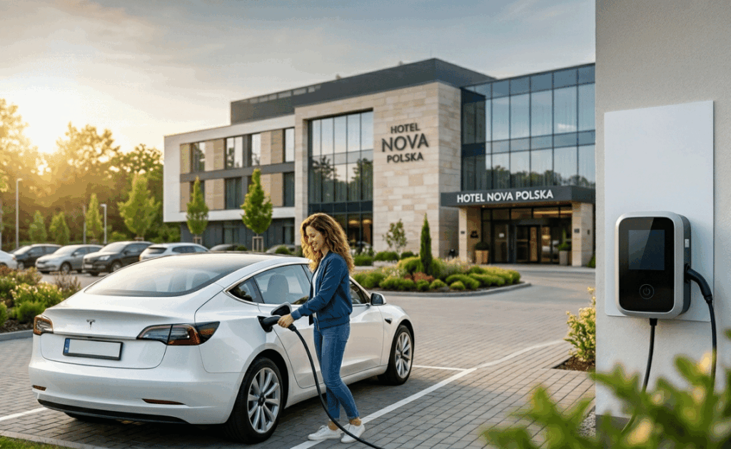 Stacja ładowania samochodu elektrycznego w hotelu - udogodnienie czy standard - BLOG - Greenkick